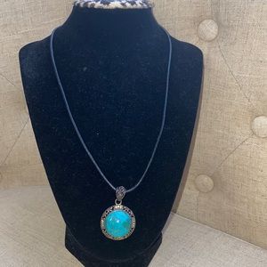 Navajo Sterling Silver‎ Turquoise Pendant Necklace| Women’s Vintage Necklace